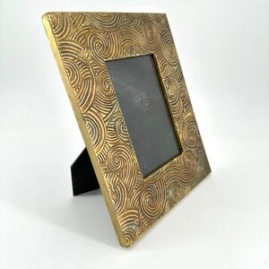 Antique Gold Swirl Embossed 4x6 Picture Frame Tabletop Easel Back Boho Decor